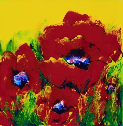Poppies XV – schilderijen tekeningen, Modern