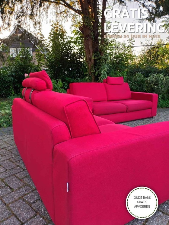 Image 1 of Chateau Ďax 2.5 + 2 Seater Red Fabric Sofa Set