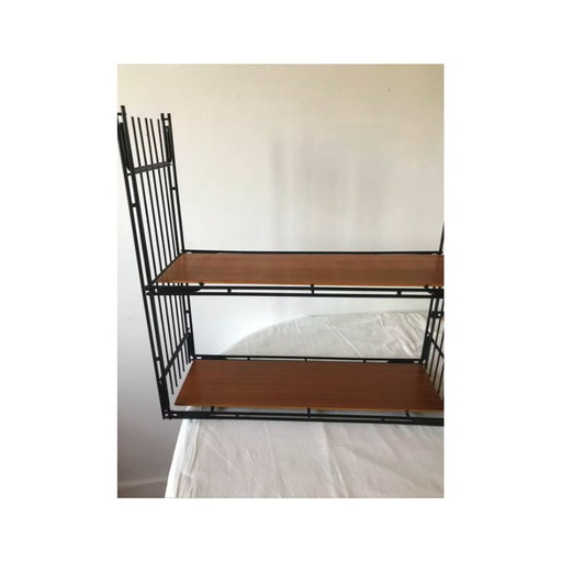 Scaffale vintage Multistrux in teak e ferro di Multimueble, Spagna 1960