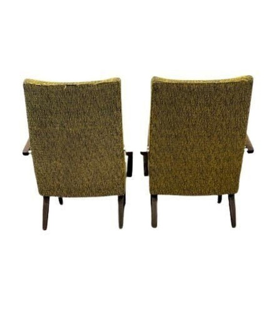 Image 1 of 1930s recliners by Jaroslav SmÃdek for Jitona, original yellow/green