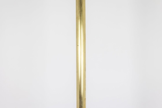 Image 1 of Arredoluce. Floor Lamp En Laiton Doré Et Opaline. Circa 1960.