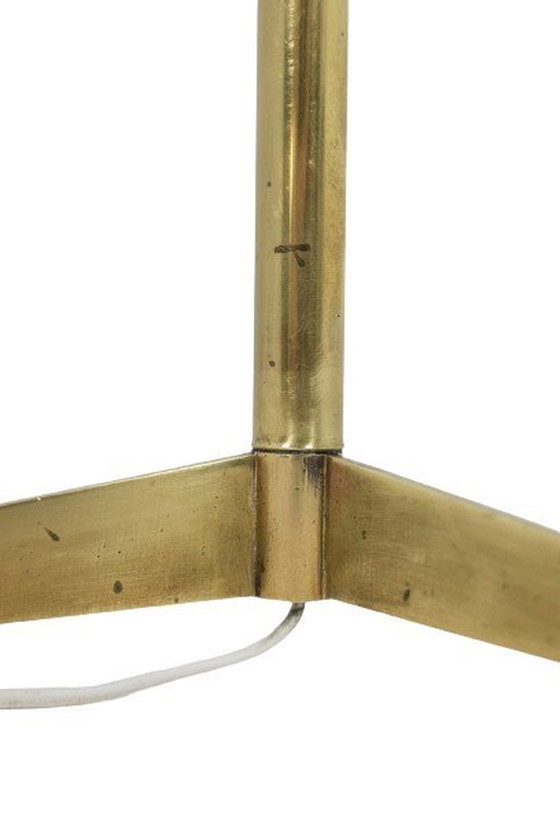 Image 1 of Arredoluce. Floor Lamp En Laiton Doré Et Opaline. Circa 1960.