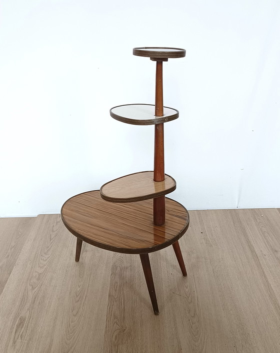 Image 1 of sixties plant table with wood motifs