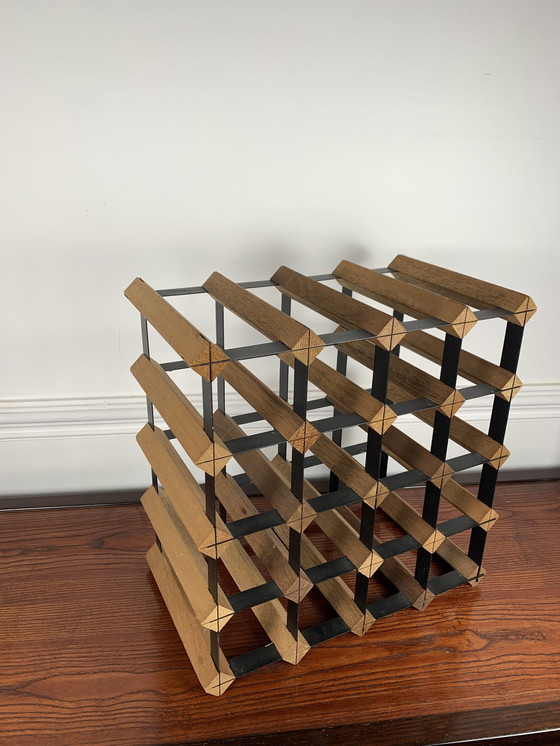 Image 1 of Wooden And Metal Bottle Holder