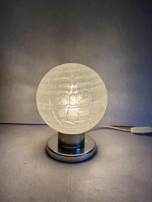 Doria Leuchten vintage design glass table lamp with ice glass