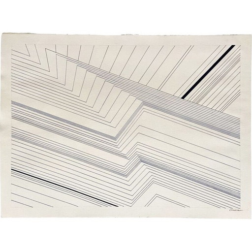 Composición geométrica vintage de Genevieve Claisse, 1970