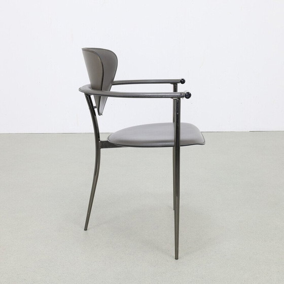 Image 1 of Set of 4 vintage leather dining chairs for Arrben, Italy 1980