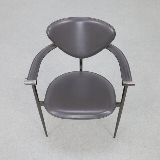 Image 1 of Set of 4 vintage leather dining chairs for Arrben, Italy 1980
