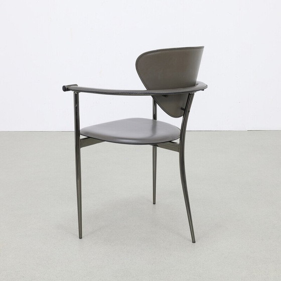 Image 1 of Set of 4 vintage leather dining chairs for Arrben, Italy 1980