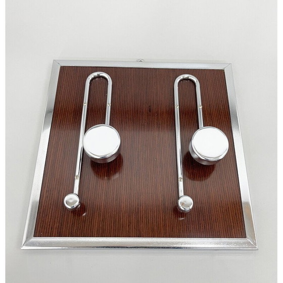 Image 1 of Vintage wood and chrome coat rack, Italy 1970s