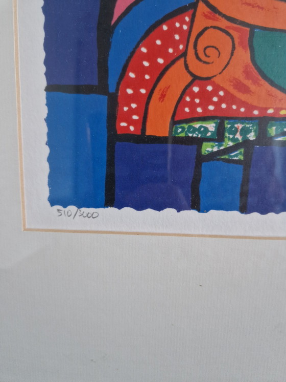 Image 1 of Maartje Wijngaarden (1946) - Screen Print- Happiness - Signed & Framed -.
