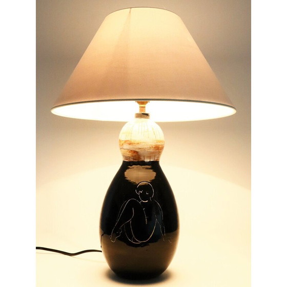 Image 1 of Vintage ceramic lamp by Charles René Neveux for Vallauris Cerenne, 1950