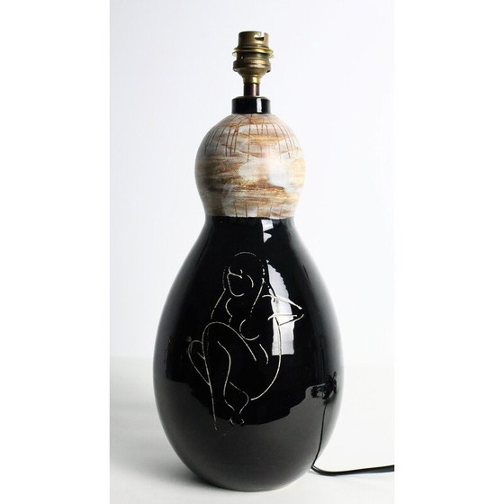 Image 1 of Vintage ceramic lamp by Charles René Neveux for Vallauris Cerenne, 1950