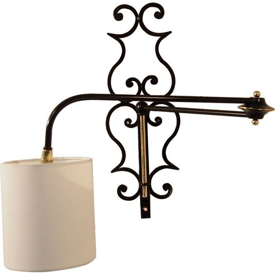Image 1 of Vintage brass and iron wall lamp for Lunel, France 1950