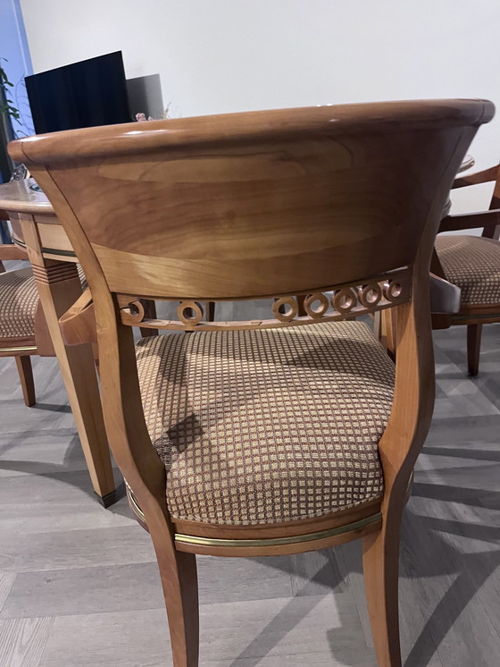 Image 1 of Vintage Round Wood And Glass Table With 4 Chairs