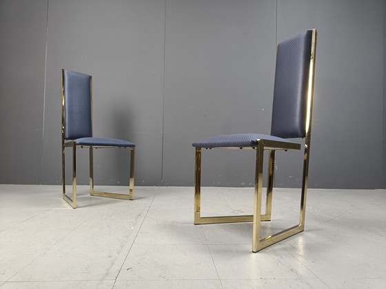 Image 1 of Vintage Brass Dining Chairs Set Of 6 - 1970S
