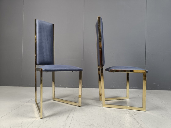 Image 1 of Vintage Brass Dining Chairs Set Of 6 - 1970S