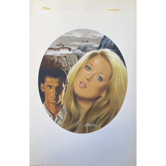 Image 1 of Vintage mixed media "Melissa in the Dragon's Park" by Eve Saint-Benoît for M.Gourdon, 1965