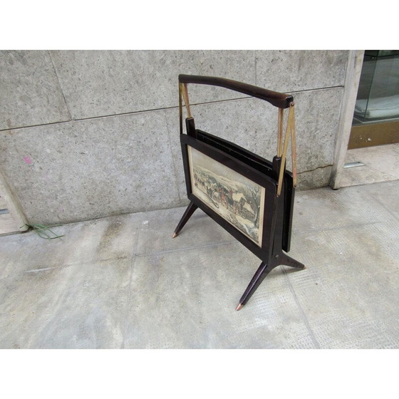 Image 1 of Portariviste vintage in legno e ottone, 1950