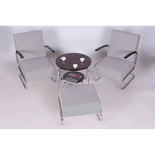 Set da soggiorno vintage Bauhaus in tubolare d&#39;acciaio di Mücke-Melder, Cecoslovacchia 1930