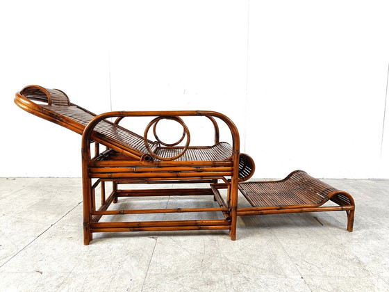 Image 1 of Chaise de jardin en rotin et bambou du milieu du siècle dernier, années 1950