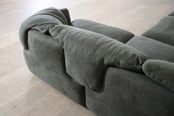 Image 1 of Confidential Sofa By Alberto Rosselli For Saporiti In Green Linen, Italy 1970S