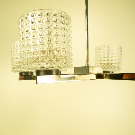 Image 1 of Six-light chandelier by Kaiser Leuchten, chrome, glass, 1960s