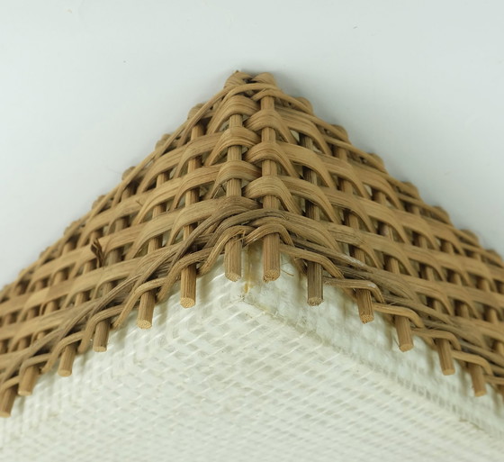 Image 1 of Large Mid Century Modern Ceiling Lamp Plafoniere Fiber Plastic Wicker 1960S