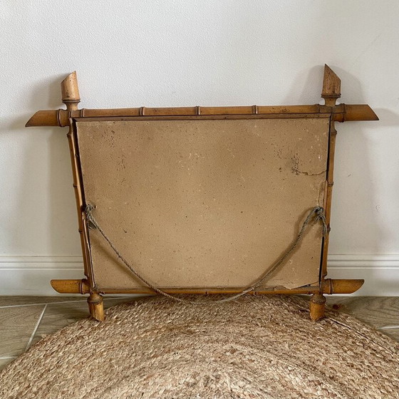 Image 1 of Vintage turned wood barber mirror, 1950