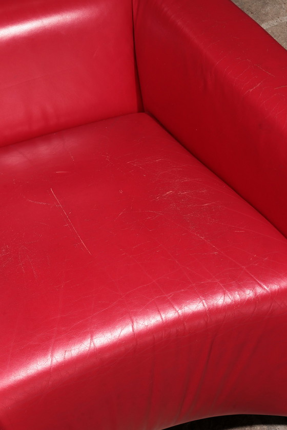 Image 1 of Leolux Design Armchairs in Ferrari-Red Leather model "Goncharov"