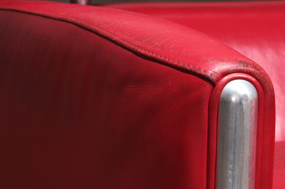 Image 1 of Leolux Design Armchairs in Ferrari-Red Leather model "Goncharov"