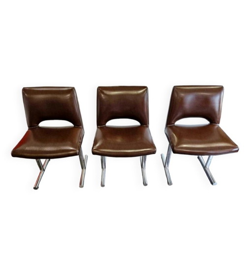 Set di 3 sedie di design di Georges Frydman, anni '60