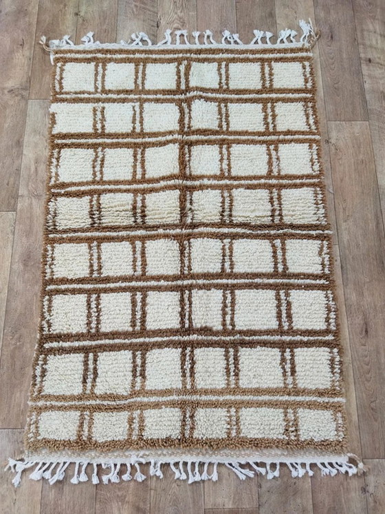 Image 1 of Tapis Marocain Berbère à Carreaux Marron - Moroccan Berber Checkered Rug