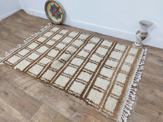 Image 1 of Tapis Marocain Berbère à Carreaux Marron - Moroccan Berber Checkered Rug