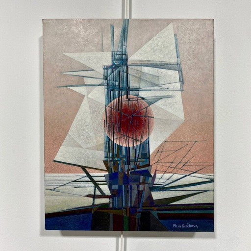 Pintura abstracta vintage de Ph. le Kerckhove