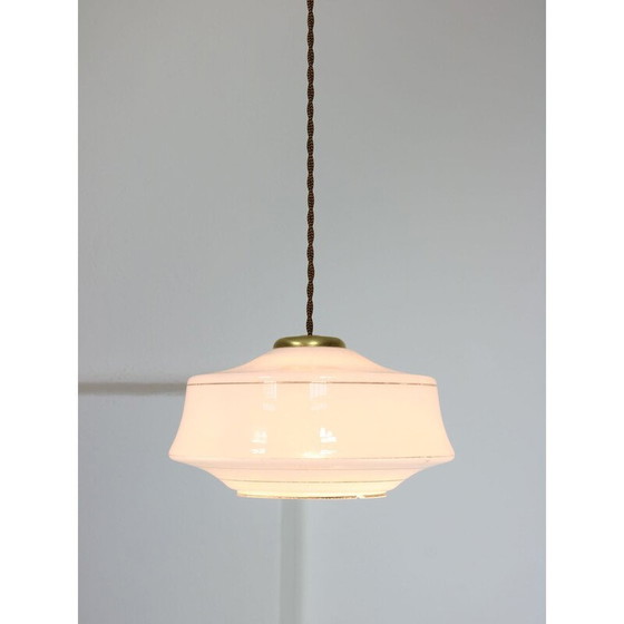 Image 1 of Lampada a sospensione vintage in ottone e vetro, Italia