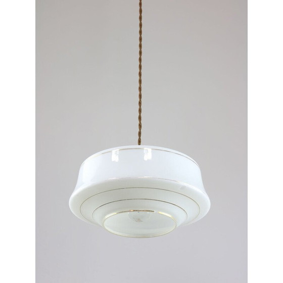 Image 1 of Lampada a sospensione vintage in ottone e vetro, Italia