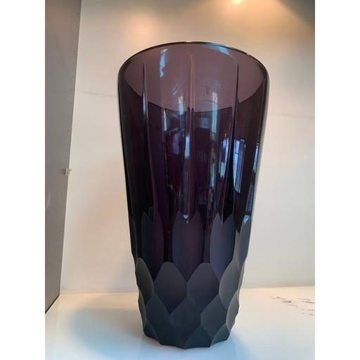 2020S Italian Violet Crystal Handmade Cut Vase