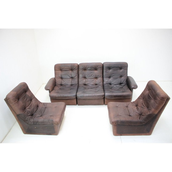 Image 1 of Vintage leather modular five seater sofa, 1980s