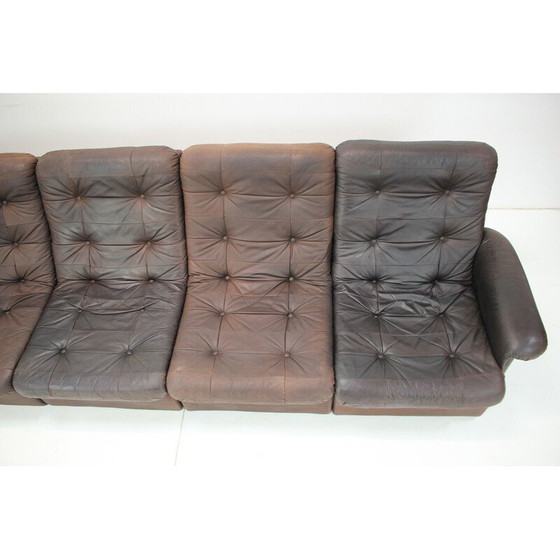 Image 1 of Vintage leather modular five seater sofa, 1980s
