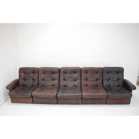 Image 1 of Vintage leather modular five seater sofa, 1980s