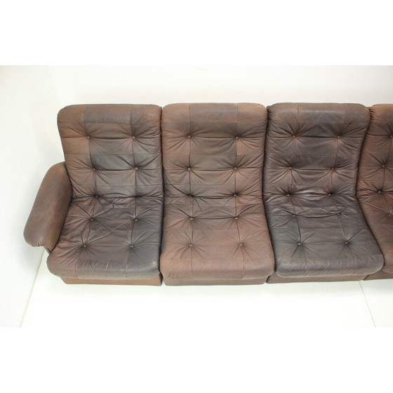 Image 1 of Vintage leather modular five seater sofa, 1980s