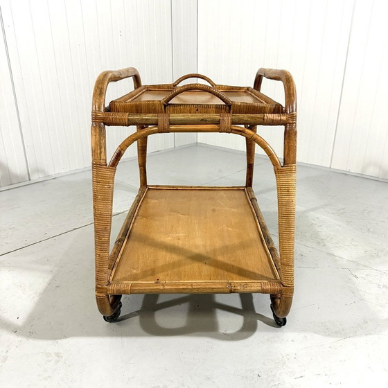 Image 1 of Rattan Trolley With Tray 1950'S