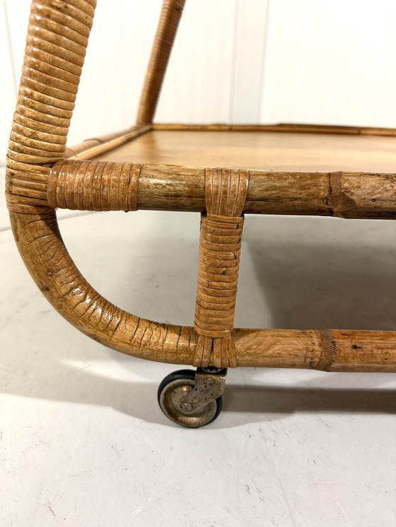 Image 1 of Rattan Trolley With Tray 1950'S