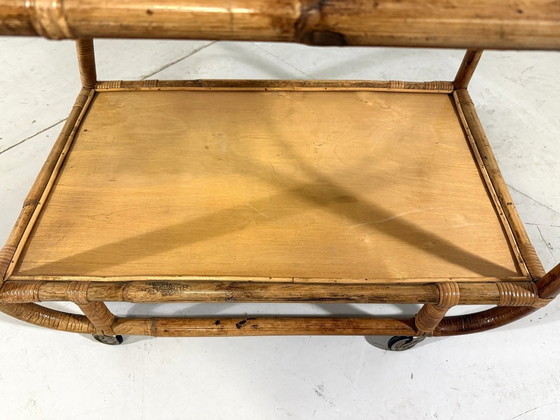 Image 1 of Rattan Trolley With Tray 1950'S