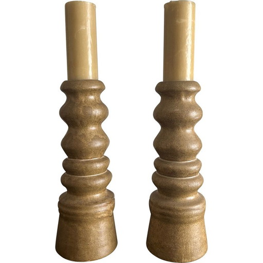 Pair of vintage Brutalist candlesticks, 1970