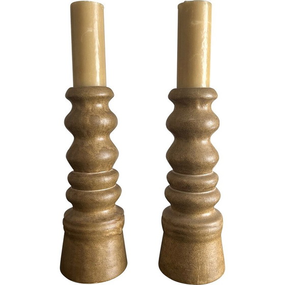 Image 1 of Pair of vintage Brutalist candlesticks, 1970