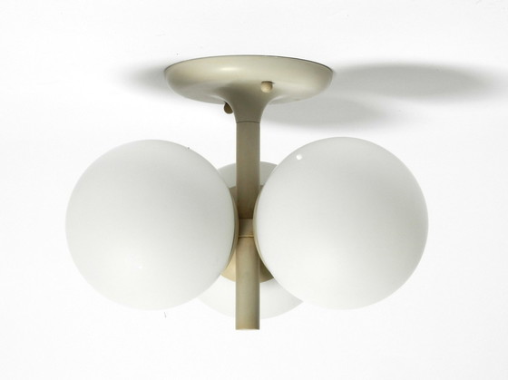 Image 1 of Lampada da soffitto in metallo grigio chiaro Kaiser Leuchten, stile Space Age, anni &#39;60, con 3 sfere di vetro