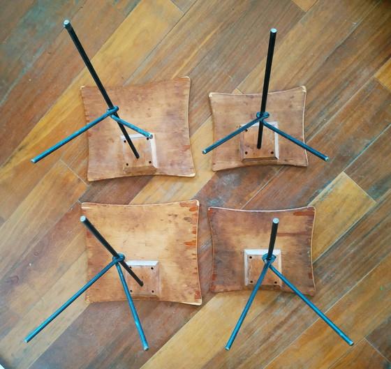 Image 1 of 4 1950 Wooden Metal Nesting Tables