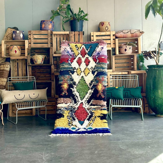 Image 1 of Traditional Moroccan Berber Colorful Cotton Rug